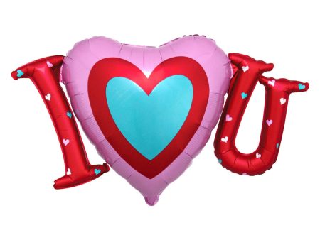 Infused I Heart You Satin SuperShape Foil Balloon 83x48cm For Cheap