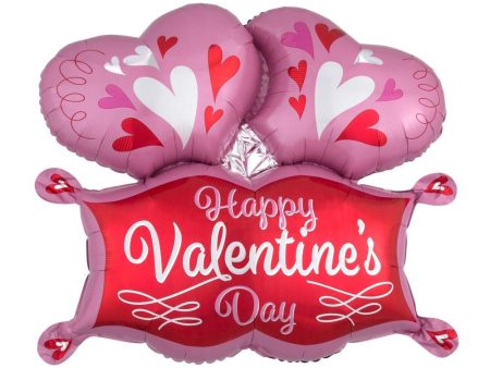 Double Heart Marquee SuperShape Balloon 73x63cm For Cheap