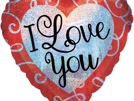 Sparkle Heart Love You Holographic Foil Balloon Sale