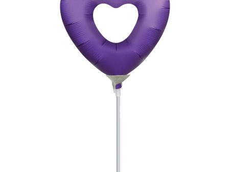 Open Heart Purple Royale Mini Shape Foil Balloon Sale