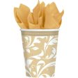 Gold Elegant Scroll Paper Cups 9oz, 8pcs Online Hot Sale