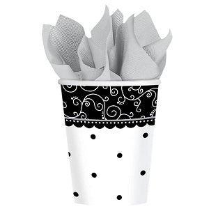 Black & White Wedding Cups 9oz Discount