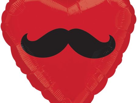 Mustache Heart Foil Balloon 18in For Cheap