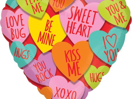 Heart with Messages Foil Balloon 45cm For Cheap