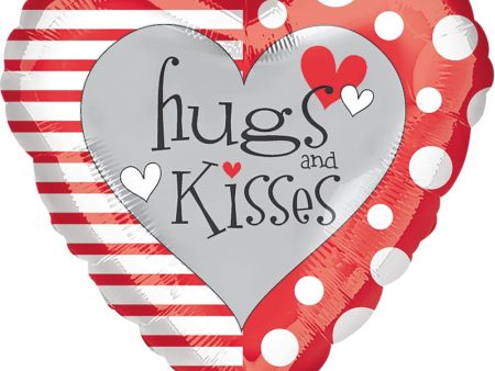 Red & White Hugs & Kisses Foil Balloon 18in Sale