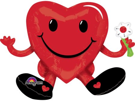 Sitting Smiley Heart Guy SuperShape Multi Balloon 20x13in Online Hot Sale