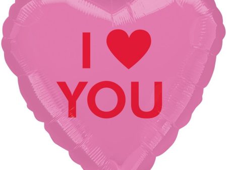 I Heart You Candy Heart Foil Balloon 45cm Cheap