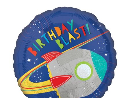 Blast off Birthday Foil Balloon 45cm Supply