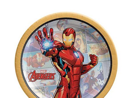 Marvel Powers Unite Iron Man Round Paper Plates 7in, 8pcs Supply