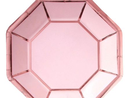 Blush Wedding Octagon Metallic Paper Plates 10in, 8pcs For Cheap