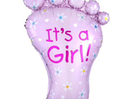 It s A Girl Foot Foil Balloon 23 x 32in Online now